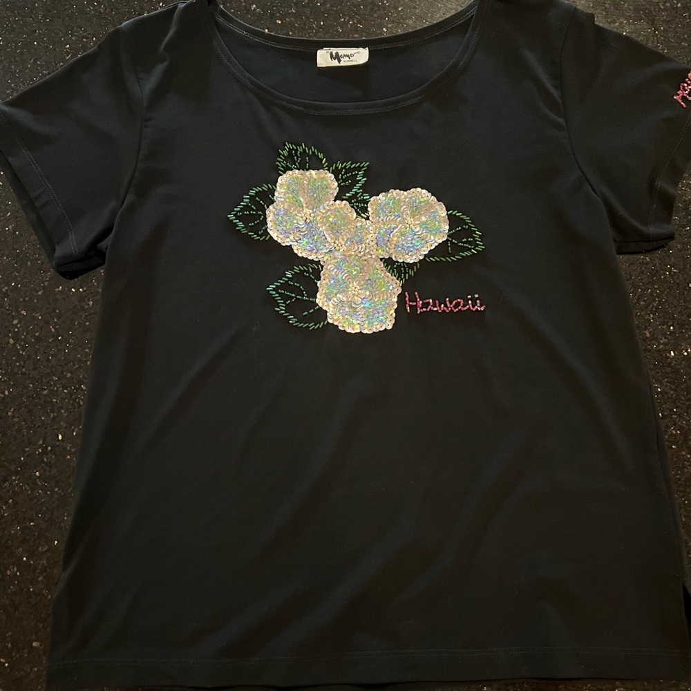 NWOT Rare and Vintage Mamo Howell Hawaii black sequined top S
